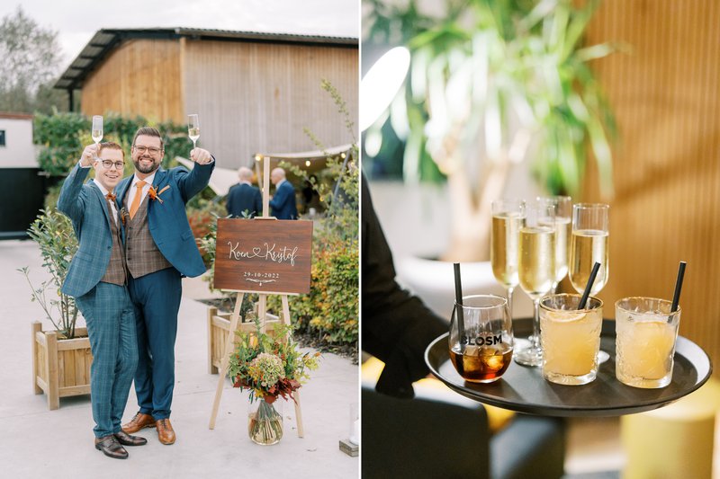 Koen%20en%20Kristof%20heffen%20het%20glas%20tijdens%20hun%20receptie%20-%20House%20of%20Weddings