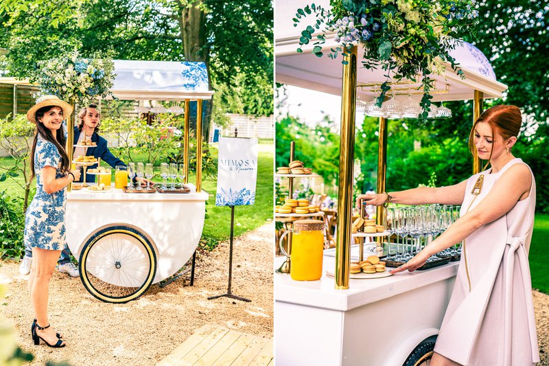 Een%20kar%20met%20cava%20en%20macarons%20door%20Dungen%20Styling%20-%20House%20of%20Weddings
