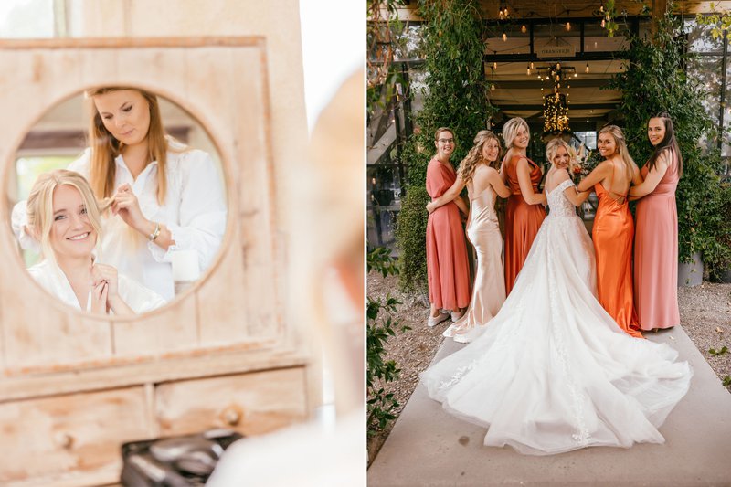 Fjolla%27s%20haar%20wordt%20gedaan%20en%20Fjolla%20poseert%20met%20haar%20bruidsmeisjes%20-%20House%20of%20Weddings