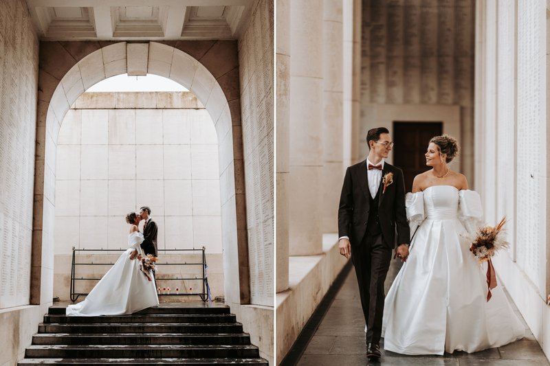 Koppelfoto%27s%20van%20Pauline%20en%20Lukas%20in%20de%20Menenpoort%20in%20Ieper%20-%20House%20of%20Weddings